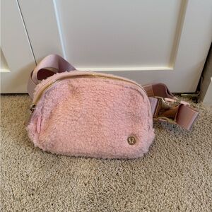 Lululemon pink fleece belt bag